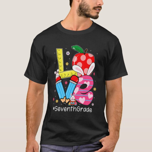 Camiseta Cute Love Séptimo Grado Estudiantil Profesor Bunny (Anverso)