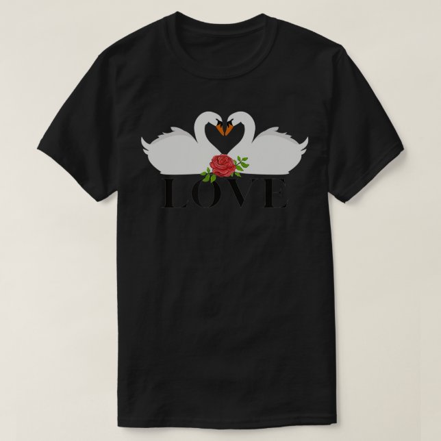 Camiseta Cute LOVE Swan Valentine's  (Diseño del anverso)