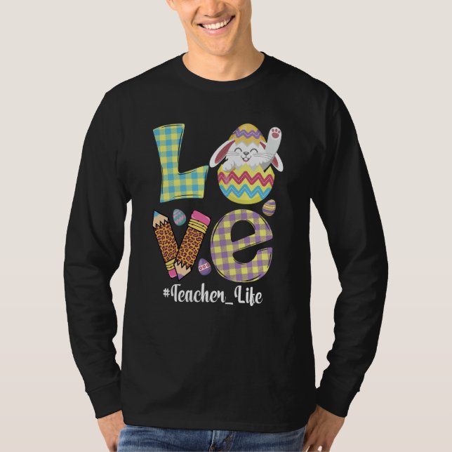 Camiseta Cute Love Teacher Life Easter Bunny Egg Hunting Ba (Anverso)