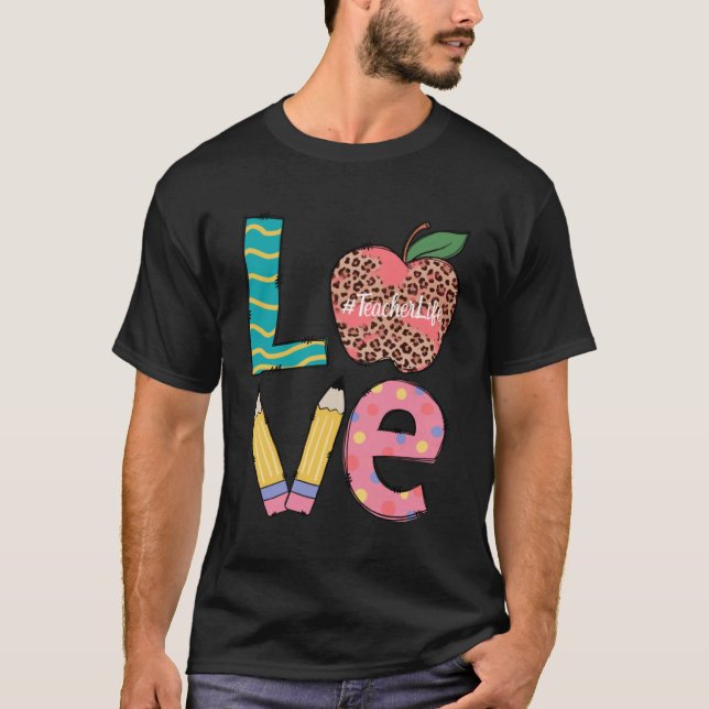 Camiseta Cute Love Teaching Back to School I love Teachers  (Anverso)