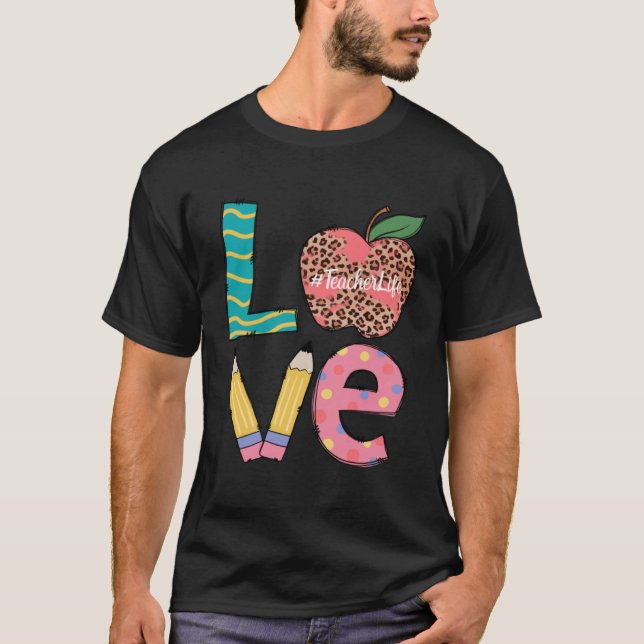 Camiseta Cute Love Teaching Back to School I love Teachers  (Anverso)