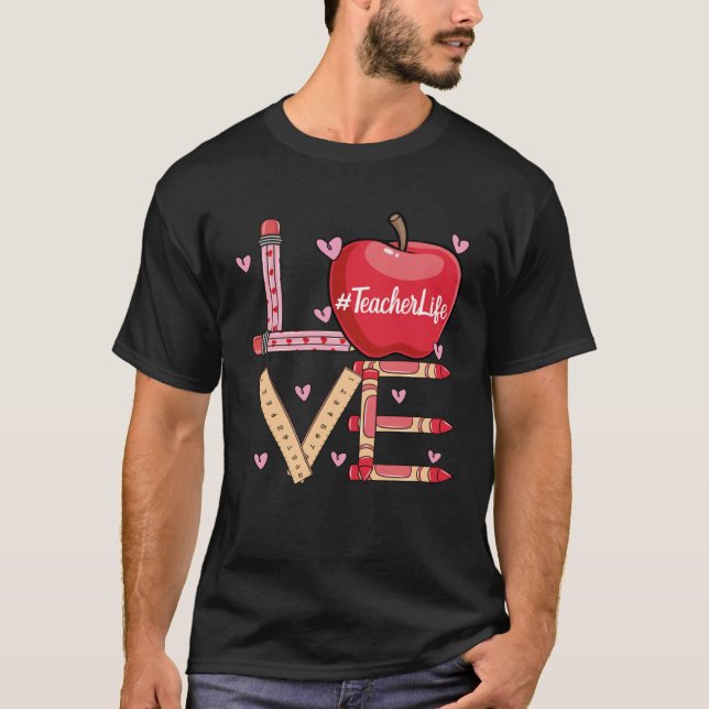 Camiseta Cute Love Teaching Back to School I love Teachers  (Anverso)