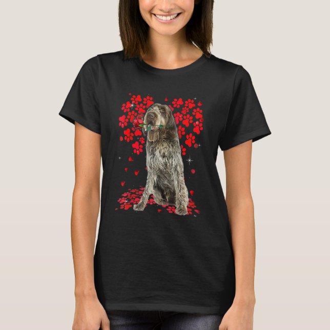 Camiseta Cute Love Wirehaired Pointing Griffon Dog Valentin (Anverso)