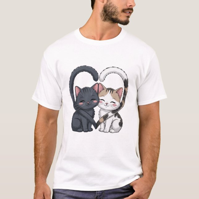 Camiseta Cute Loving Cats Heart Design 🐱❤️ Adorable Kawaii (Anverso)