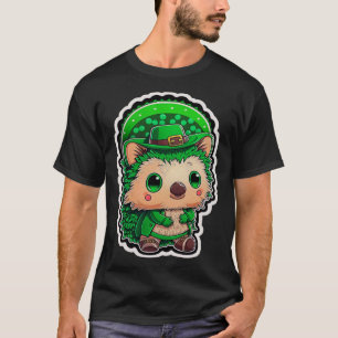 Camiseta Cute Lucky C Hedgehog Holding Saint Patrick Gorra