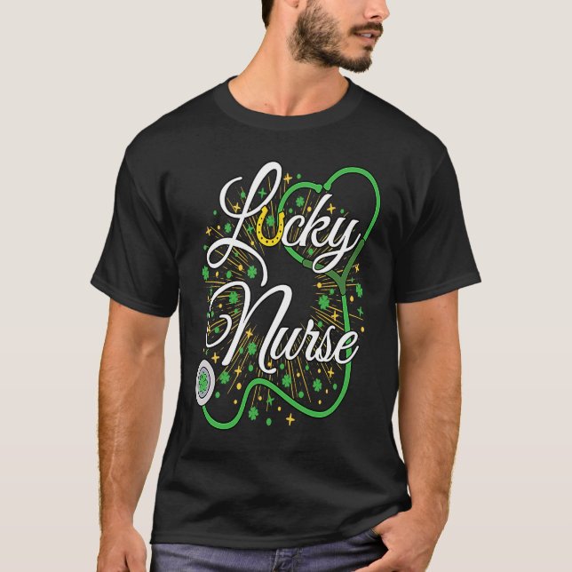 Camiseta Cute Lucky Nurse St Patricks Day Shamrock Irish Nu (Anverso)