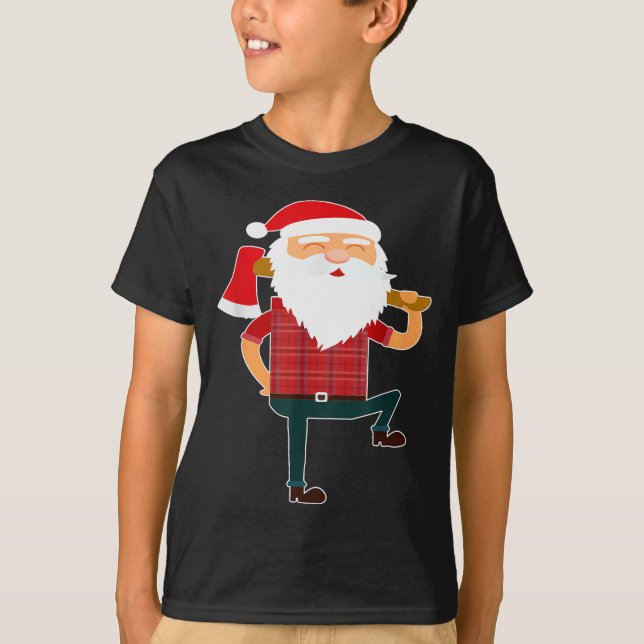 Camiseta Cute Lumberjack Santa Funny Ugly Christmas Axe Hat (Anverso)