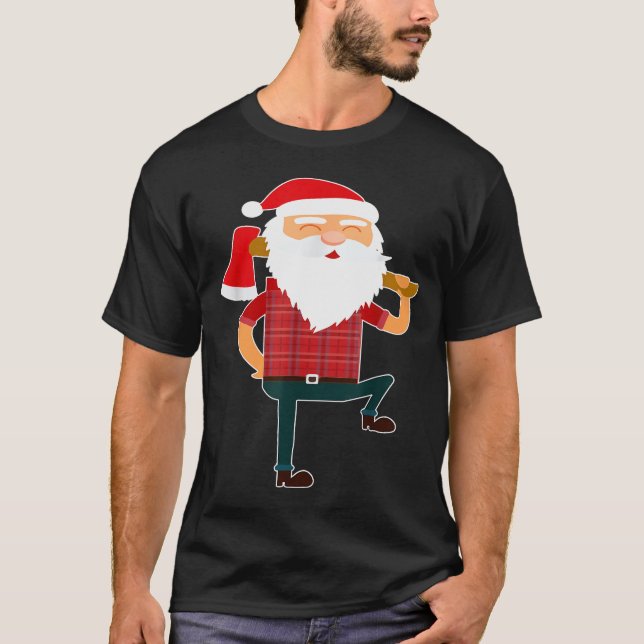 Camiseta Cute Lumberjack Santa Funny Ugly Christmas Axe Hat (Anverso)