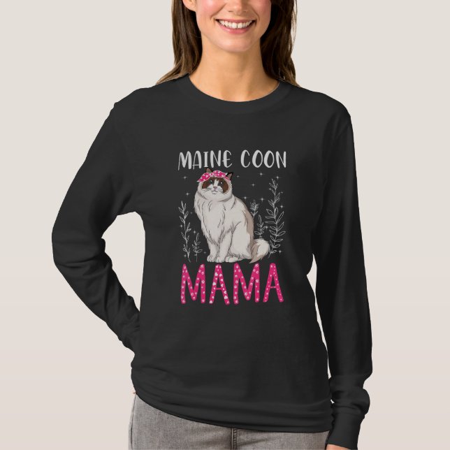 Camiseta Cute Maine Coon Funny Principal Mono De Mamá La Ma (Anverso)