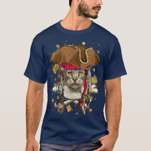 Camiseta Cute Maine Coon Pirate Skeleton Halloween