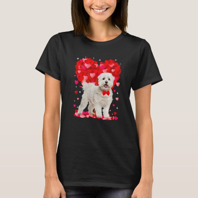 Camiseta Cute Maltese Dog Valentines Day Heart Puppy Lover  (Anverso)