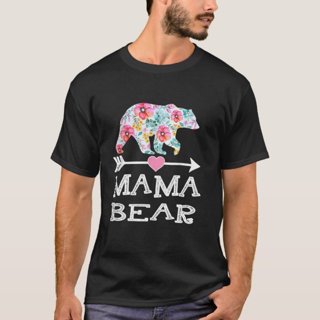 Camiseta "Cute Mama Bear" Flores "Día de la Madre" Mujeres  (Anverso)