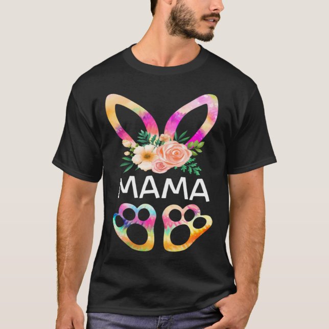 Camiseta Cute Mama Bunny Tie Dye Print  Family Easter Day M (Anverso)