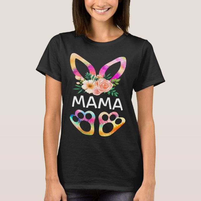 Camiseta Cute Mama Bunny Tie Dye Print  Family Easter Day M (Anverso)