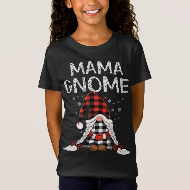 Camiseta Cute Mama Gnomes chequear Navidades de patrón de p (Anverso)