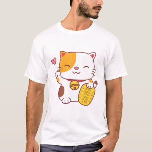 Camiseta Cute Maneki Neko Japonés Buen Gato