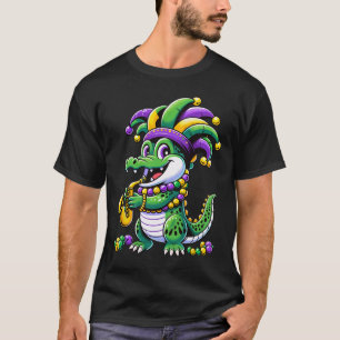 Camiseta Cute Mardi Gras Alligator Jester Gorra Carnaval Pa