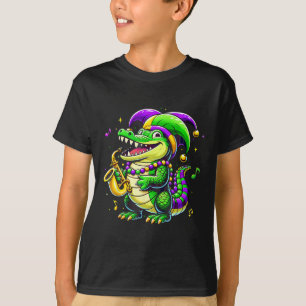 Camiseta Cute Mardi Gras Alligator Jester Gorra Carnaval Pa