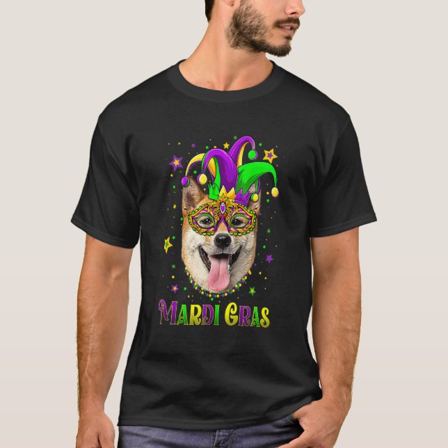 Camiseta Cute Mardi Gras Carnival Shiba Inu Dog Mardi Gras (Anverso)
