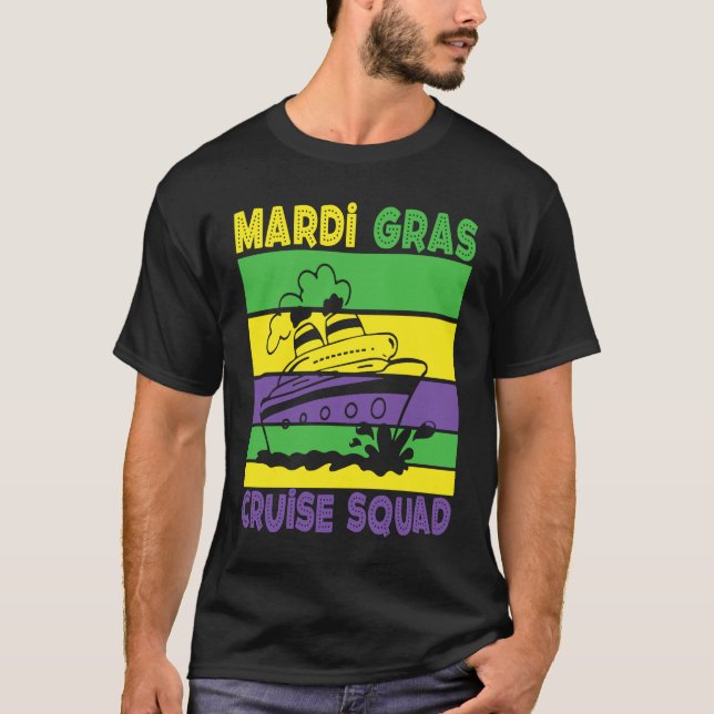 Camiseta Cute Mardi Gras Family Cruise Squad Vacation on Bo (Anverso)
