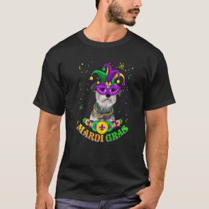 Camiseta Cute Mardi Gras Schnauzer Dog Dad Dog Mom Mask Bea