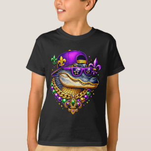Camiseta Cute Máscara de cuentas de caimán de Mardi Gras Ca