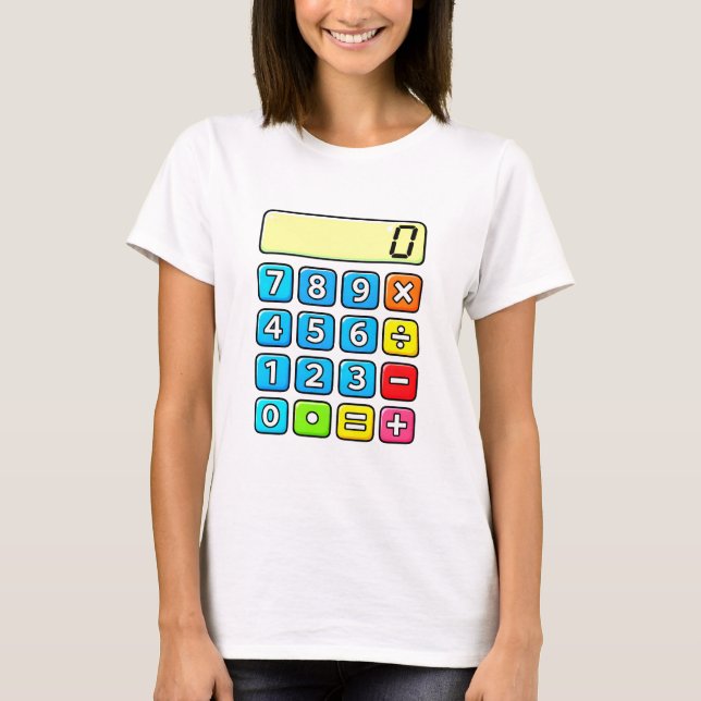 Camiseta Cute Maths Calculator Numbers Cartoon T Shirt Kids (Anverso)