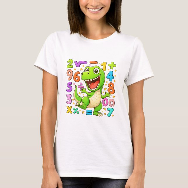 Camiseta Cute Maths Dinosaur Numbers T Shirt for Kids (Anverso)