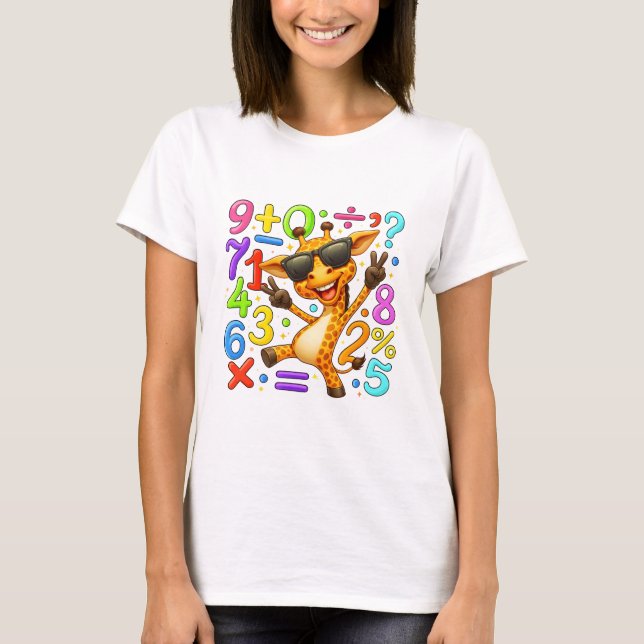 Camiseta Cute Maths Fox Numbers T Shirt for Kids (Anverso)