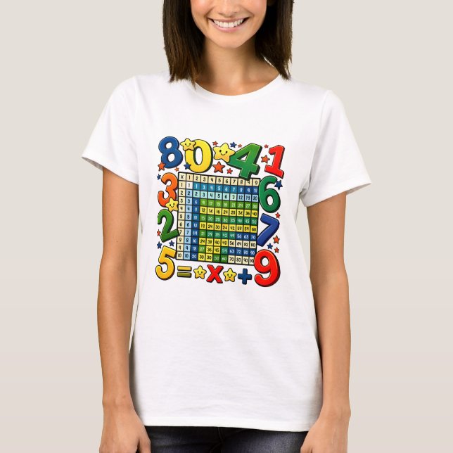Camiseta Cute Maths Numbers Calculator Cartoon T Shirt Kids (Anverso)