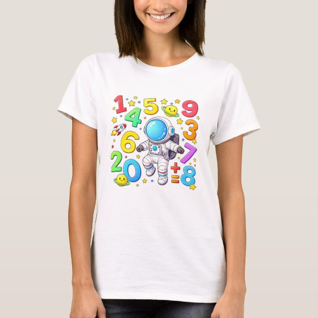Camiseta Cute Maths Numbers Dinosaur Cartoon T Shirt KidsUK (Anverso)