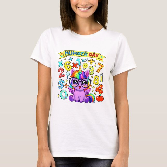 Camiseta Cute Maths Numbers Elephant Cartoon T Shirt Kids!! (Anverso)