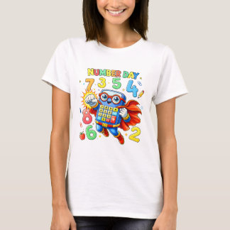 Camiseta Cute Maths Numbers Superhero Robot T Shirt KidsUK