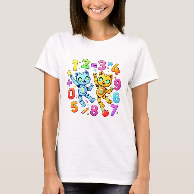 Camiseta Cute Maths Robots Number Day T Shirt (Anverso)