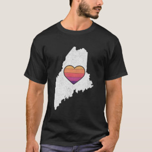 Camiseta Cute Me Encanta El Corazón Retro De Maine Con El E