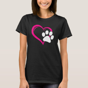 Camiseta Cute, me encanta mi corazón de garra de perro pimi