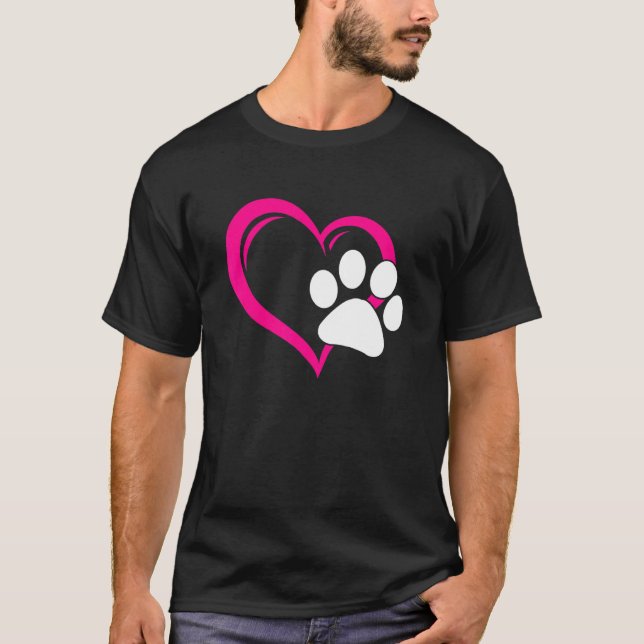 Camiseta Cute, me encanta mi corazón de garra de perro pimi (Anverso)