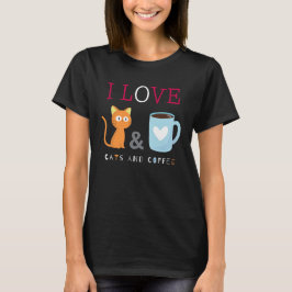 Camiseta Cute me encantan los gatos y el café negro