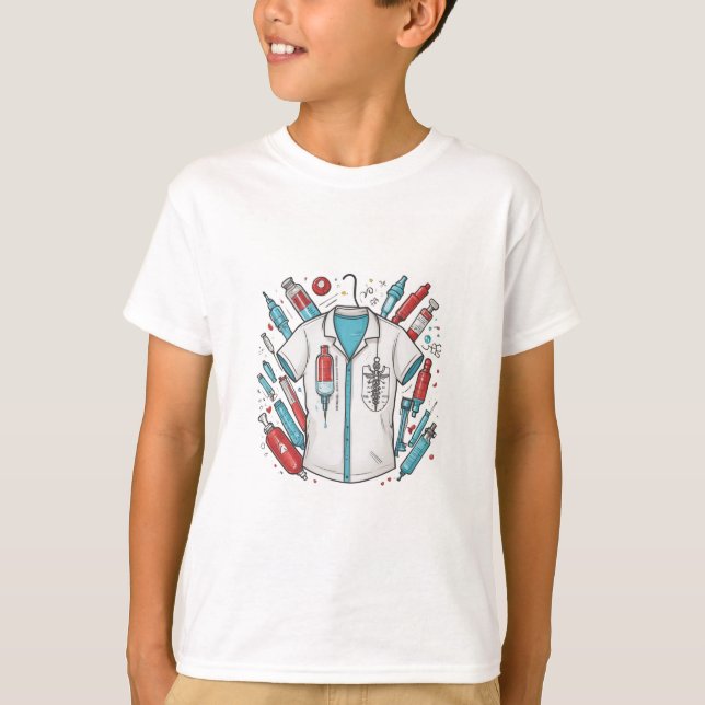 Camiseta Cute Medical Hero Kids' T-Shirt – Wings & Syringe  (Anverso)