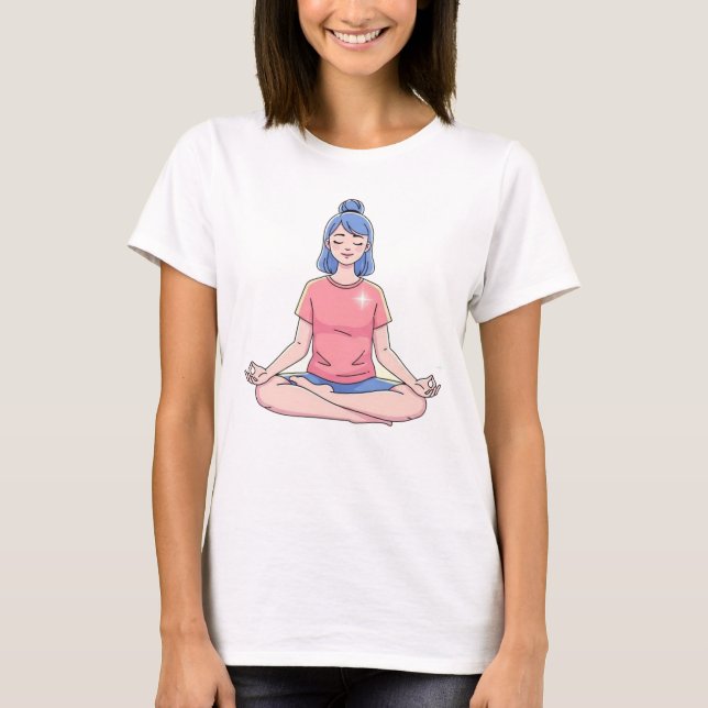 Camiseta Cute Meditation Girl Yoga Illustration (Anverso)