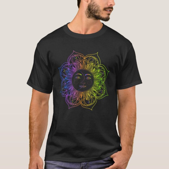 Camiseta Cute Meditation Tees  Namaste Sun and Moon Yoga (Anverso)