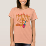 Camiseta Cute Menorah y Dreidel<br><div class="desc">Vestido de camiseta bonito para un Fiesta de Hanukkah, con un diseño de Menorah y Dreidel.</div>