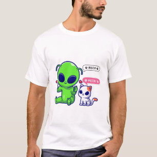 CAMISETA CUTE MEOW CAT CON ALIEN