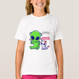CAMISETA CUTE MEOW CAT CON ALIEN