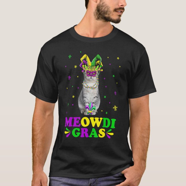 Camiseta Cute Meowdi Gras Escocia Fold Cat Carnival Mask M (Anverso)