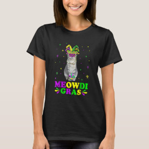 Camiseta Cute Meowdi Gras Gato Fold Escocés Carnaval Máscar
