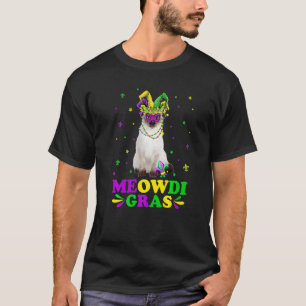 Camiseta Cute Meowdi Gras Máscara de Carnaval de Gato Siamé