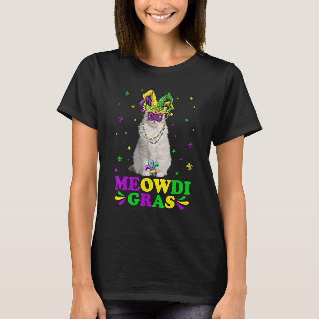 Camiseta Cute Meowdi Gras Ragdoll Cat Carnaval Máscara Mard (Anverso)
