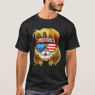 Camiseta Cute Meowica Gato Mullet Bandera Americana Patriót
