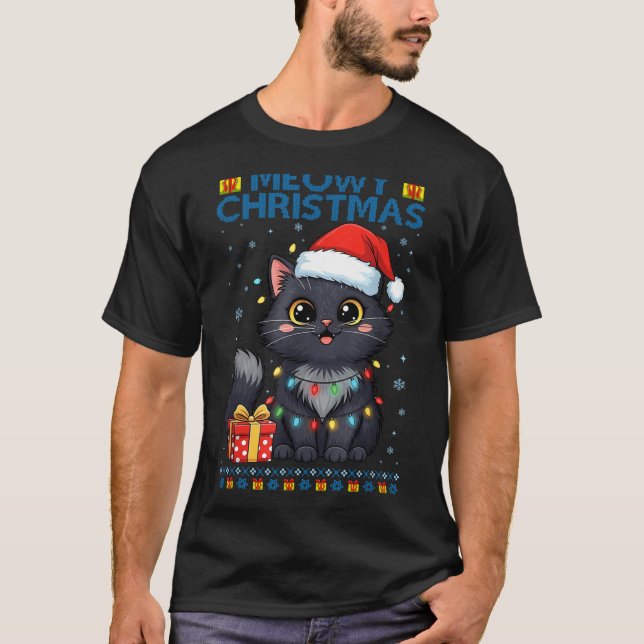 Camiseta Cute Meowy Christmas Cat – Kawaii Holiday Kitty Te (Anverso)